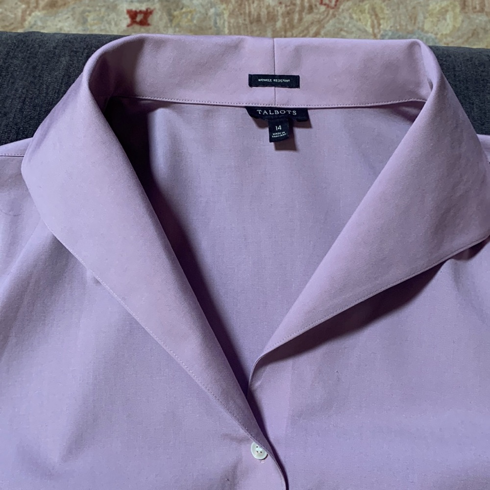 Talbots Lavender Button Down Large Collar Shirt S… - image 2